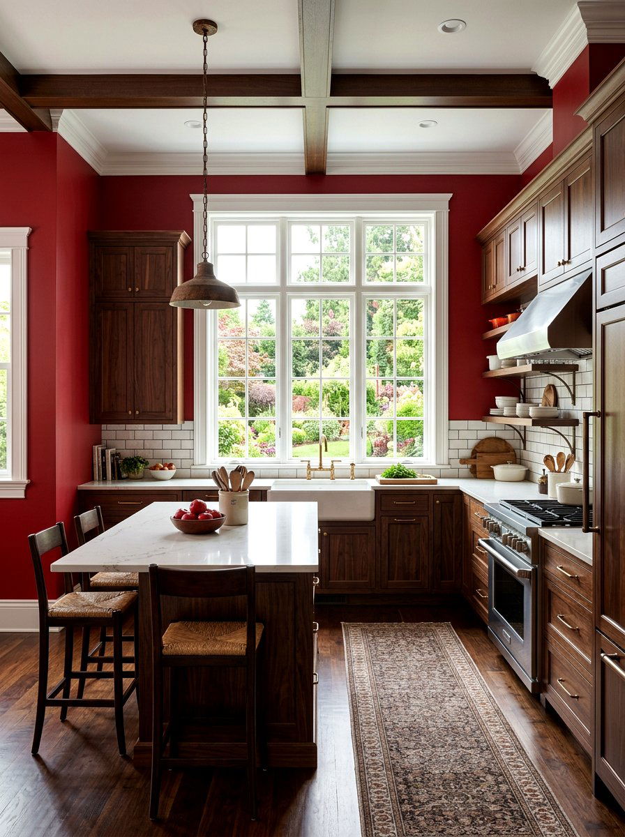 Red Kitchen Walls - 30 cherry red kitchen ideas