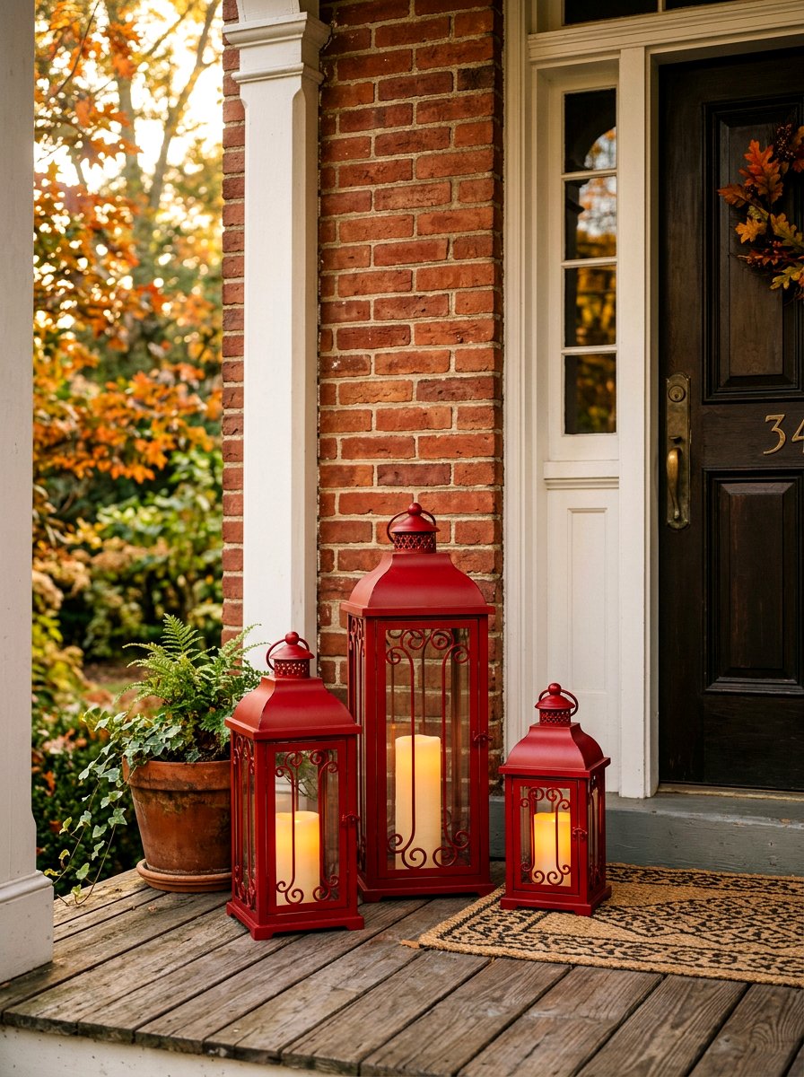 Red Lantern Set - 30 front porch Valentine decor ideas