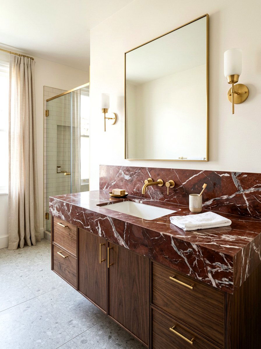 Red Marble Vanity Top Bathroom - 30 cherry red powder room ideas