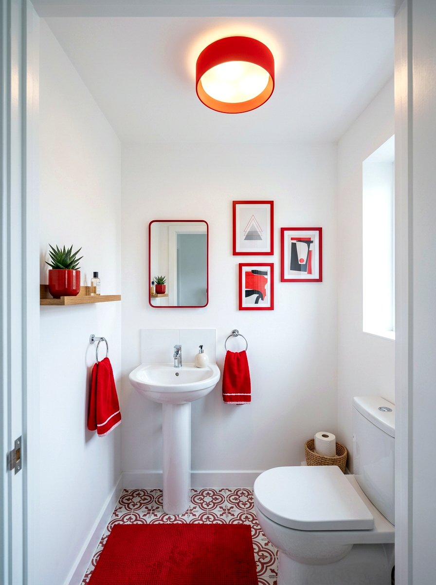 Red Modern Flush Mount - 30 red light bathroom ideas