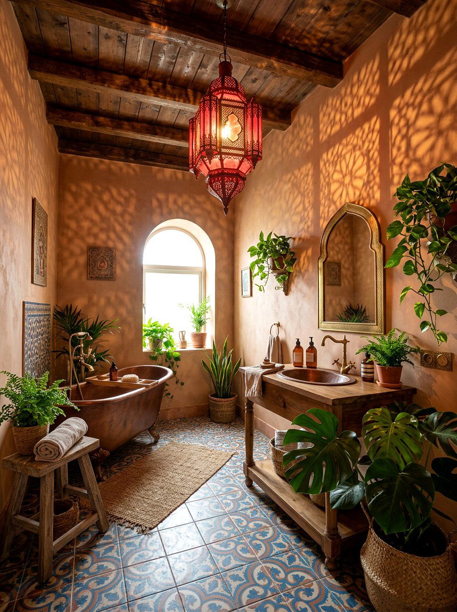 Red Moroccan Lantern Bathroom - 30 red light bathroom decor ideas
