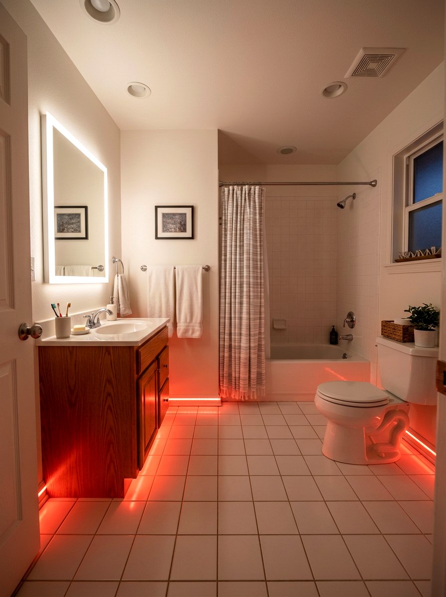 Red Motion Sensor Light - 30 red light bathroom ideas