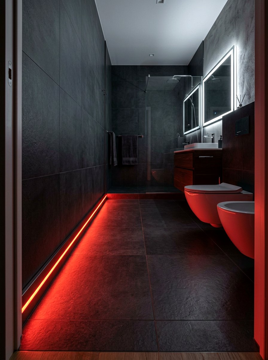 Red Motion Sensor Lighting - 30 red light bathroom decor ideas