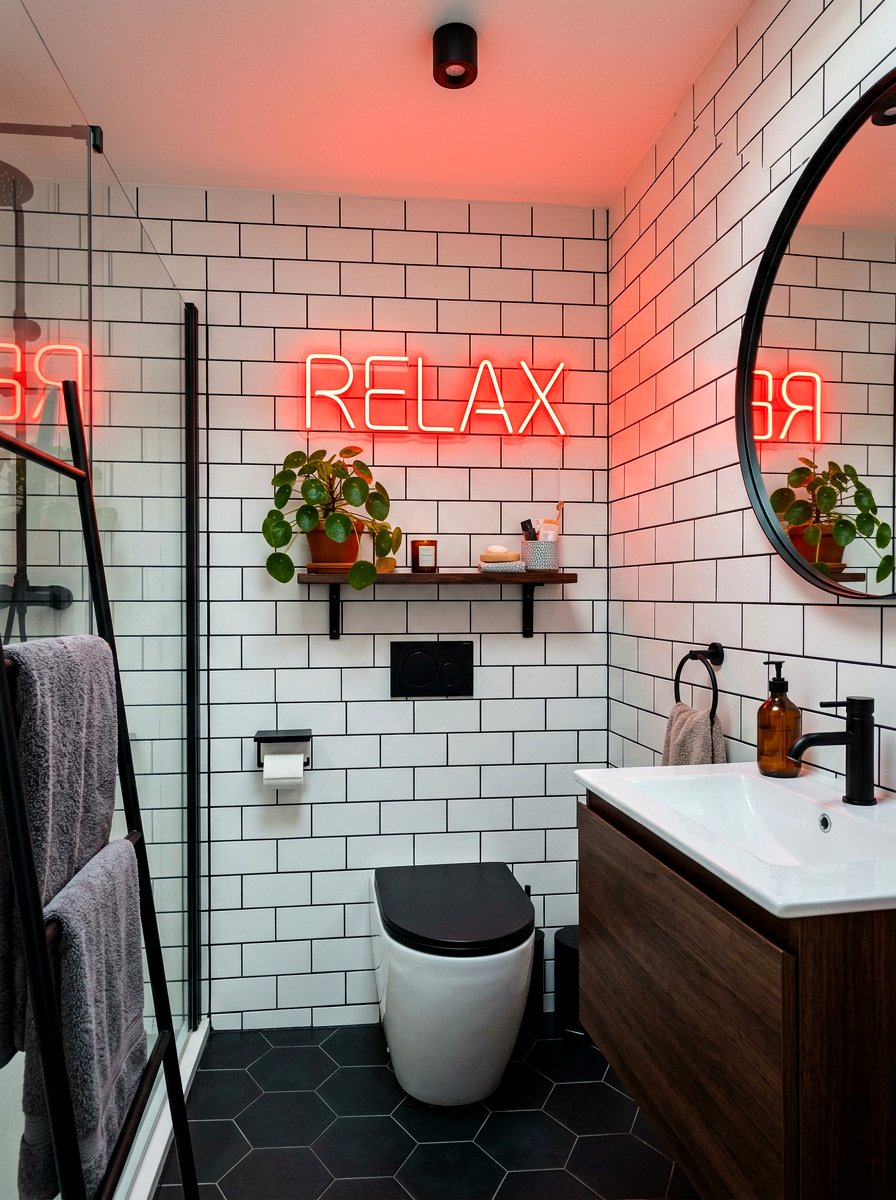 Red Neon Bathroom Sign - 30 red light bathroom ideas