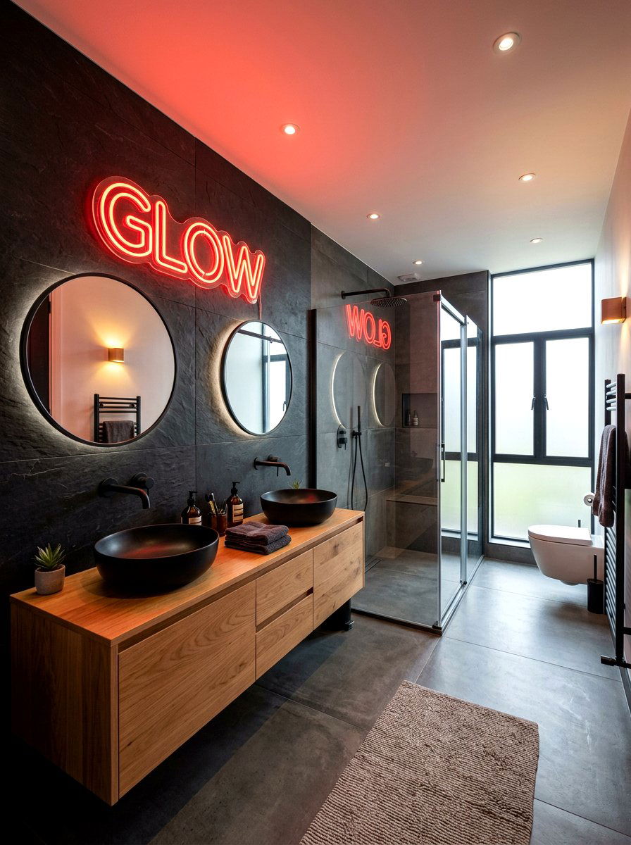 Red Neon Sign Bathroom - 30 red light bathroom decor ideas