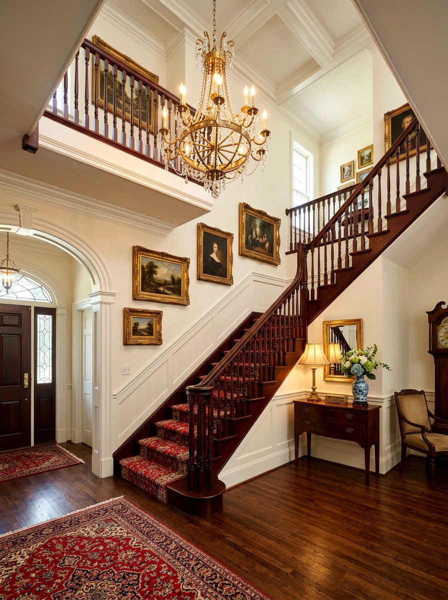 Red Oriental Stair Runner - 30 dramatic stair runner ideas