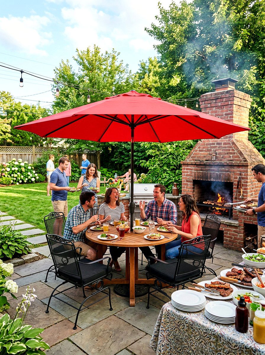 Red Outdoor Umbrella - 30 patio umbrella ideas