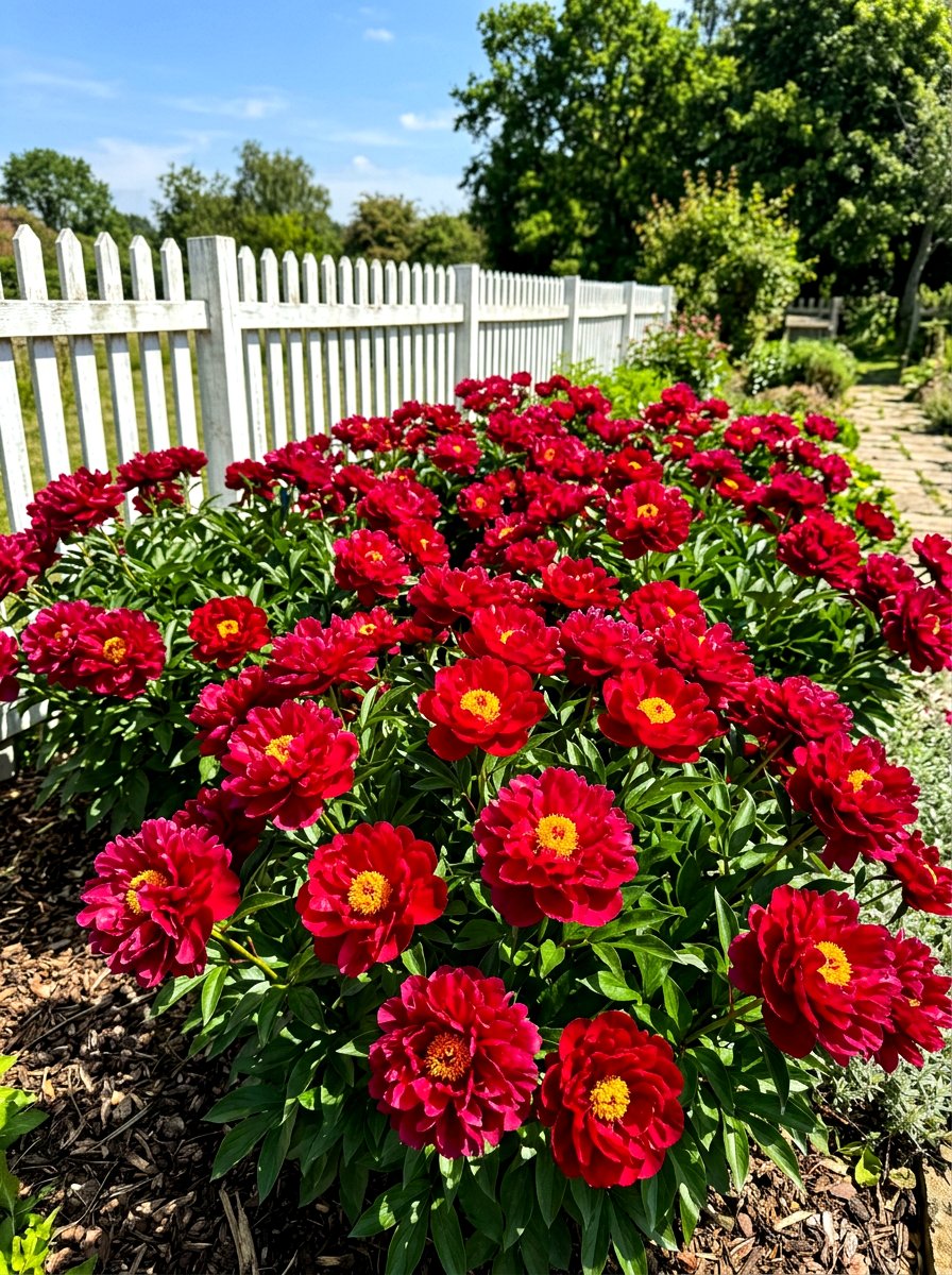 Red Peony Flower Bed - 30 peony garden ideas