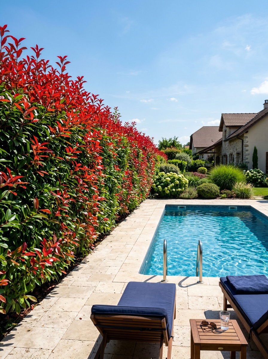 Red Robin Photinia Privacy Hedge - 30 pool privacy hedge ideas
