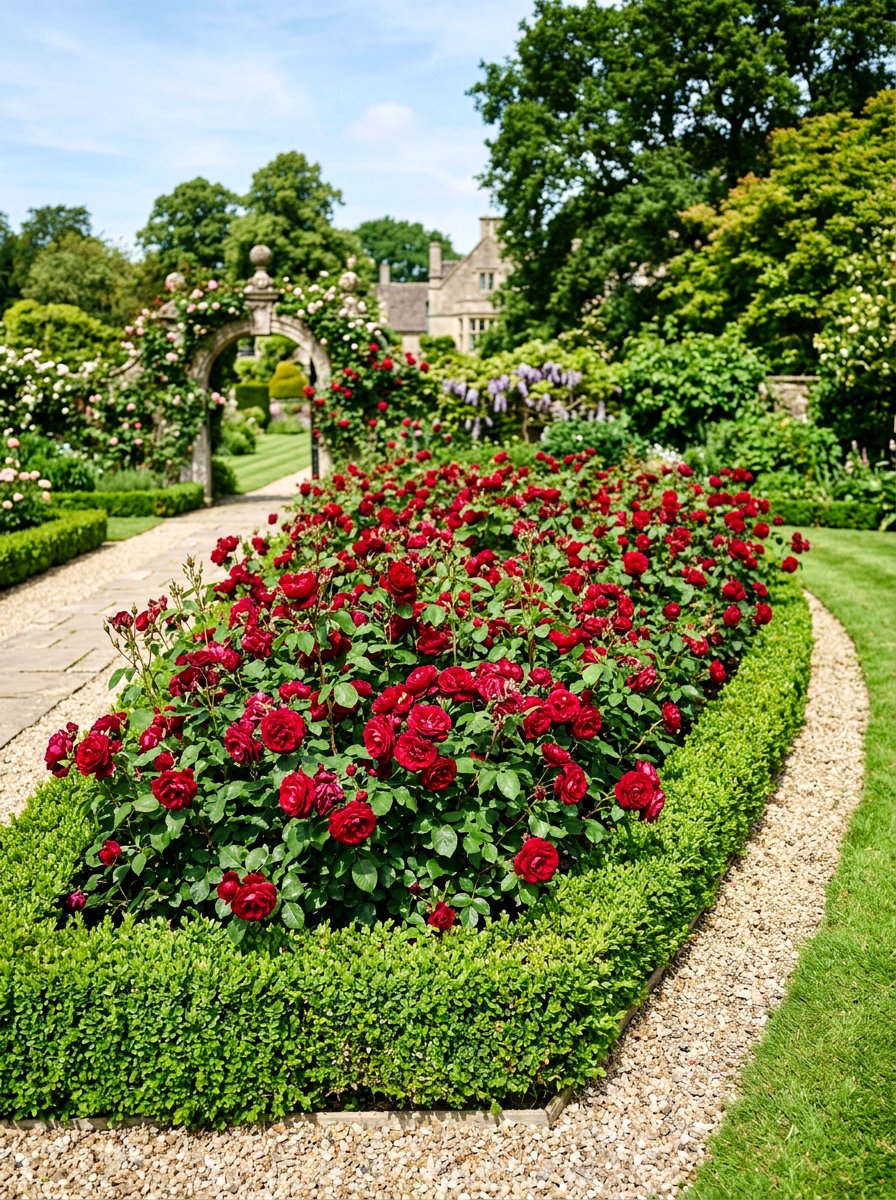 Red Rose Classic Bed - 30 backyard rose garden ideas
