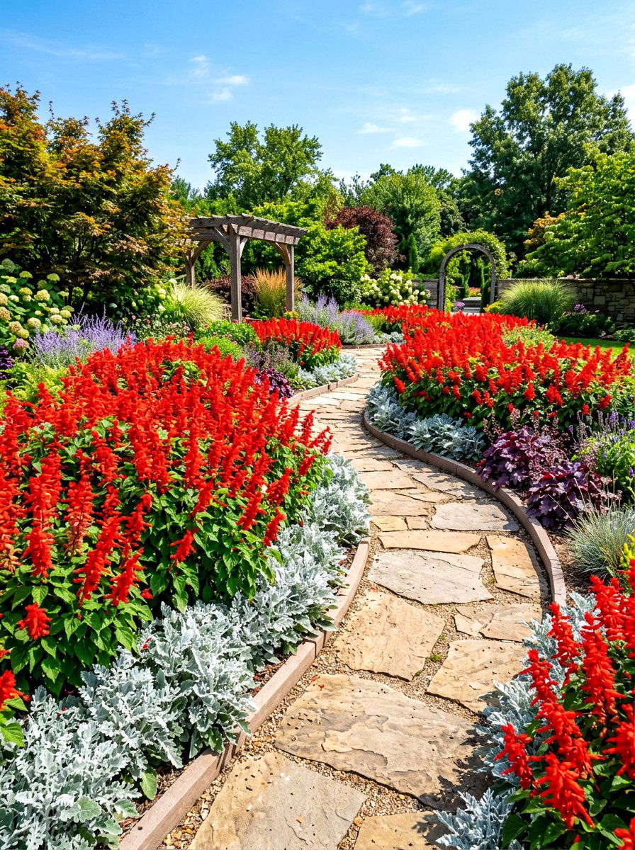 Red Salvia - 30 hummingbird garden ideas