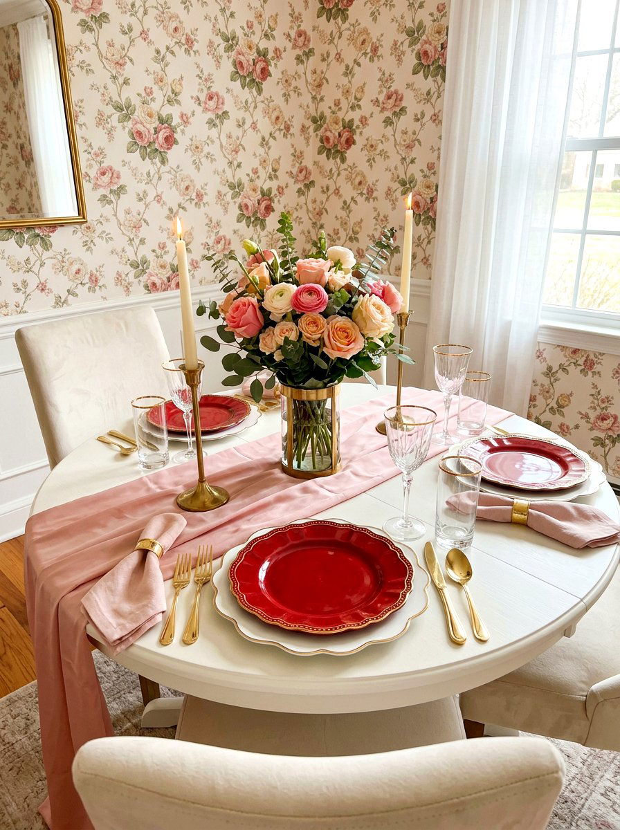 Red Scalloped Plates - 30 cherry red table decor ideas