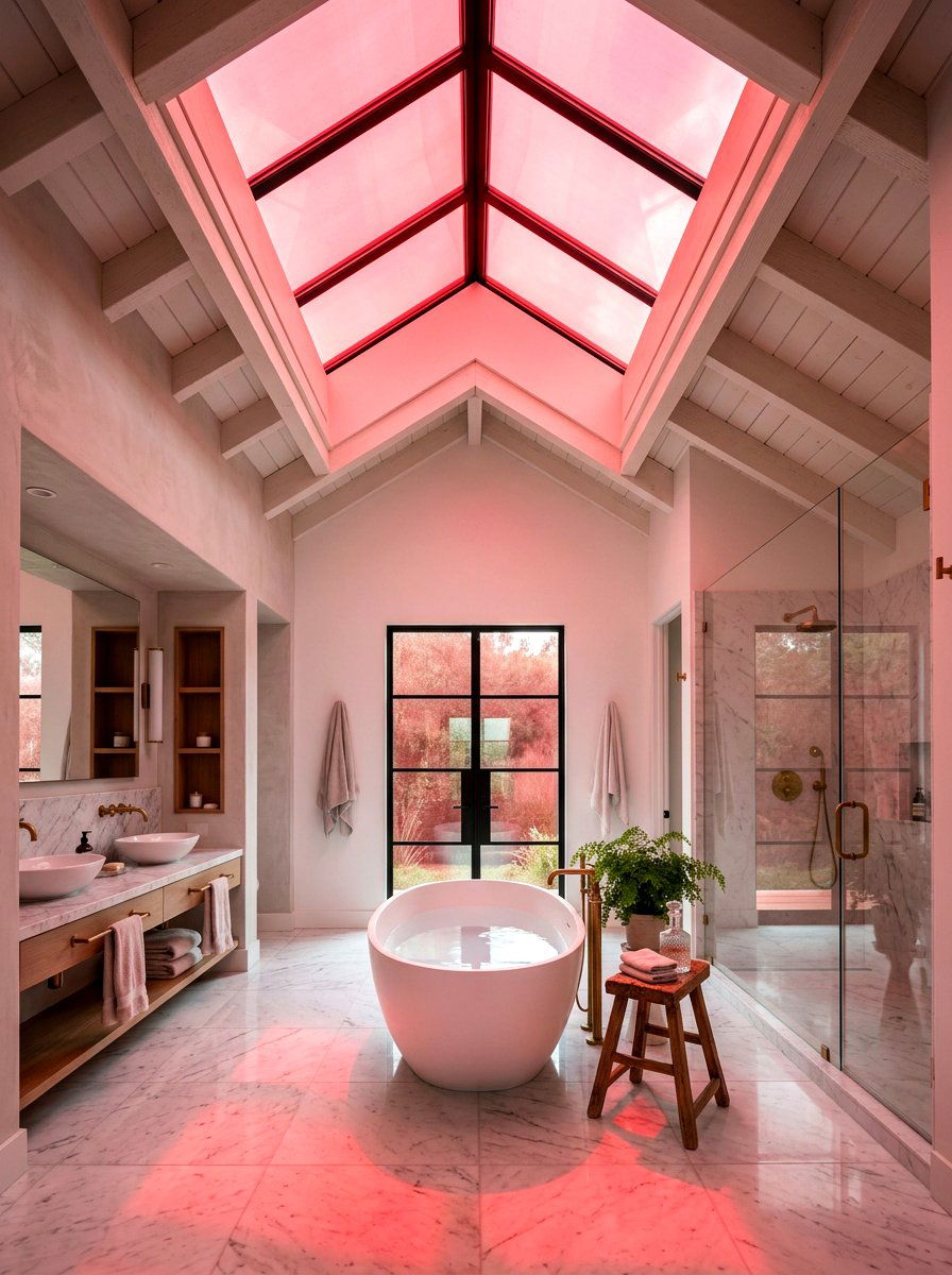 Red Skylight Lighting - 30 red light bathroom ideas