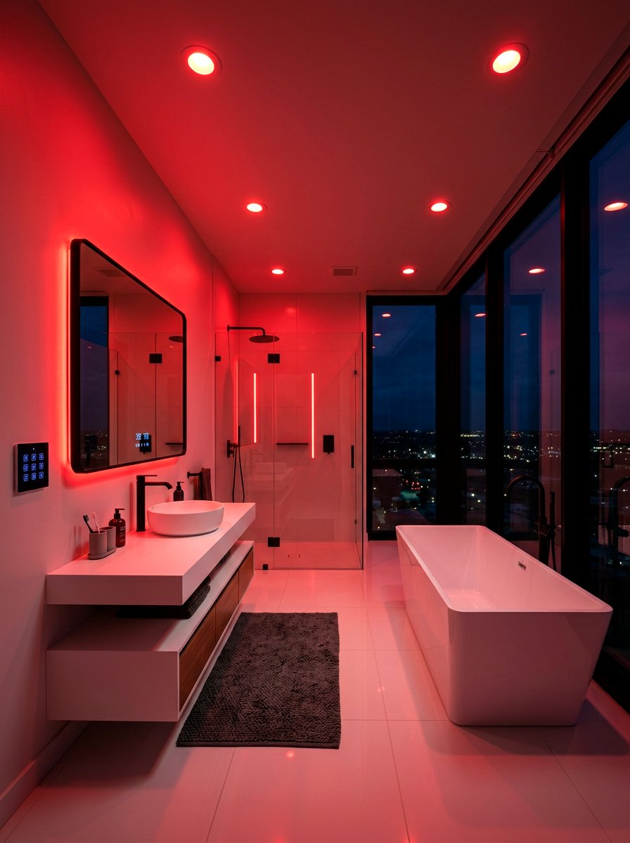 Red Smart Lighting - 30 red light bathroom ideas