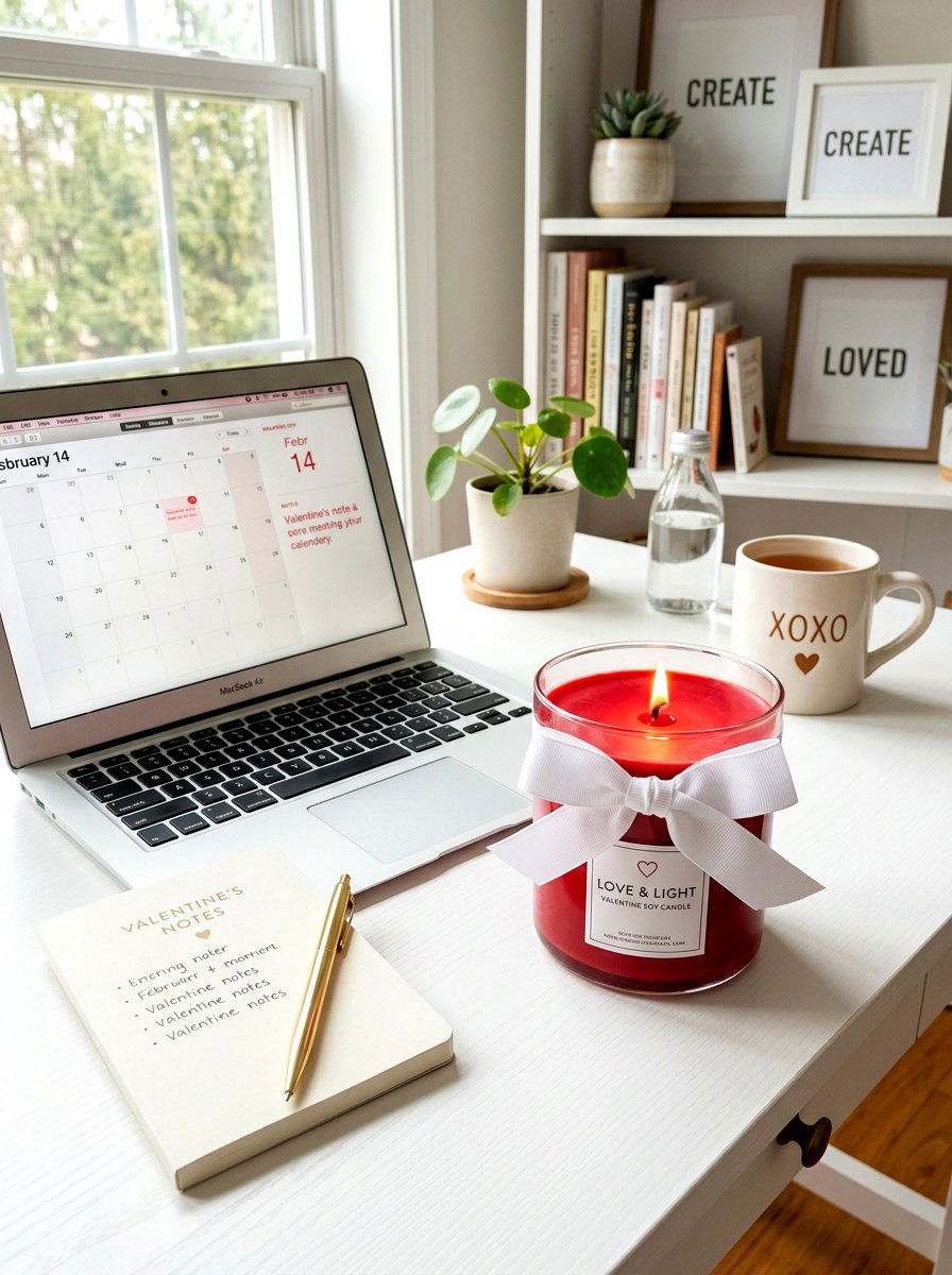 Red Soy Valentine Candle With White Bow - 30 bow and candle Valentine ideas