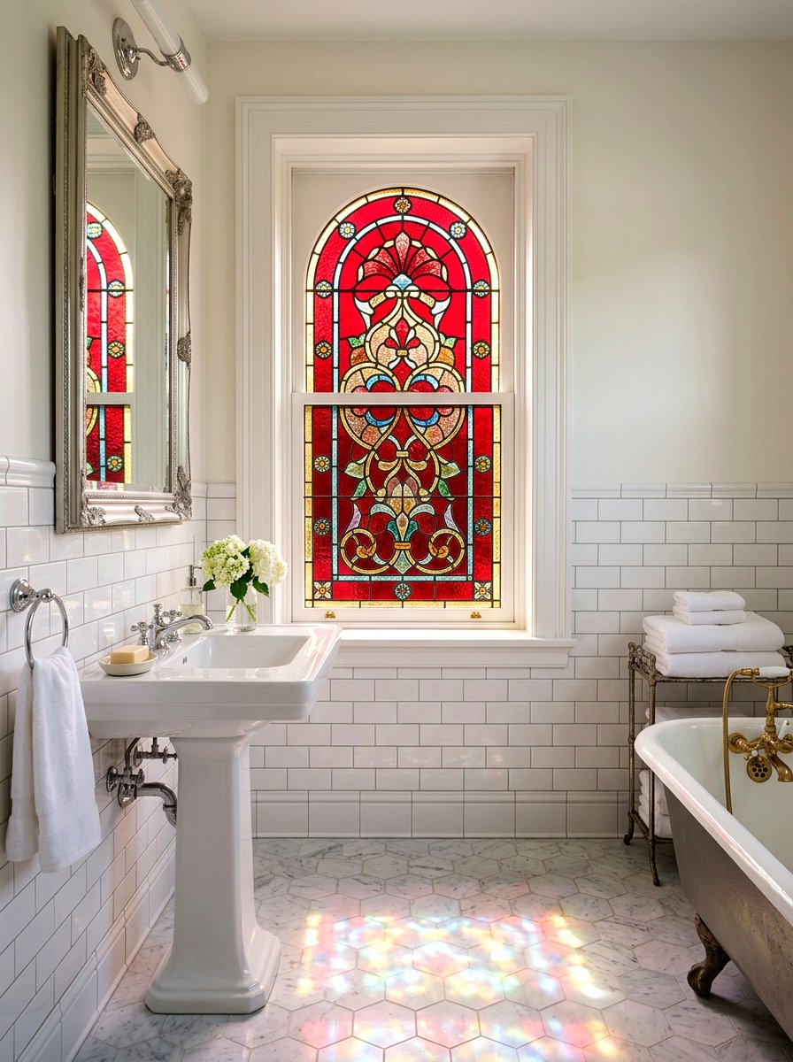 Red Stained Glass Bathroom - 30 red light bathroom decor ideas