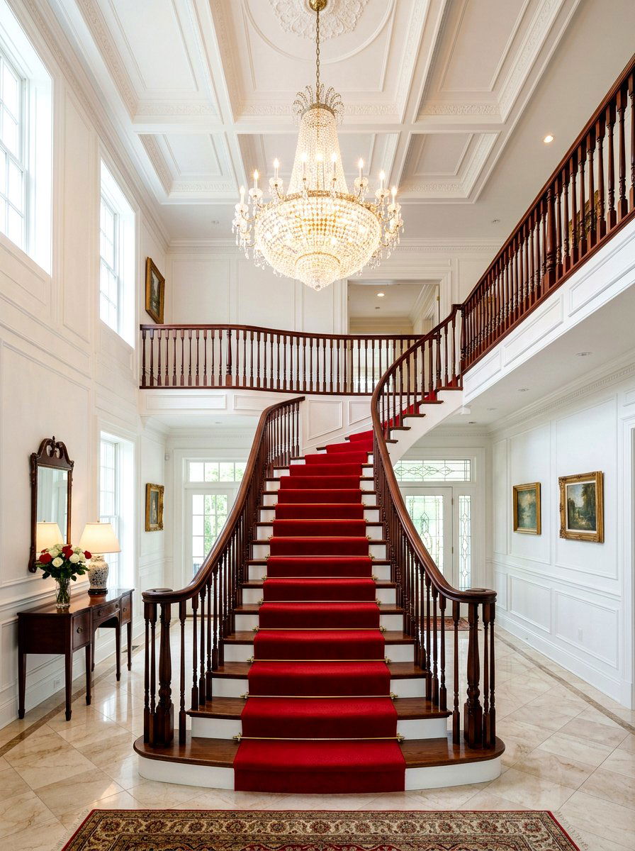 Red Stair Runner - 30 vintage stair carpet ideas