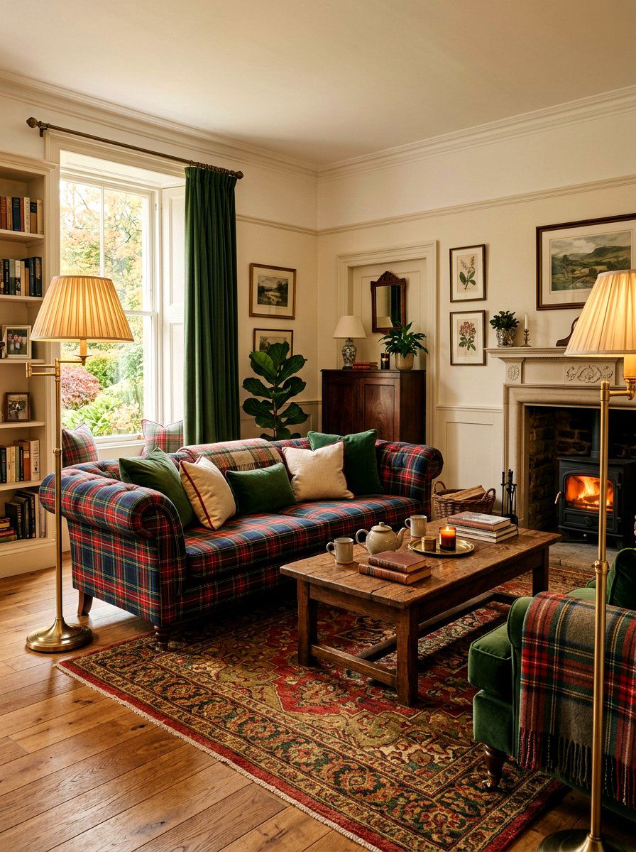Red Tartan Living Room - 30 tartan home decor ideas