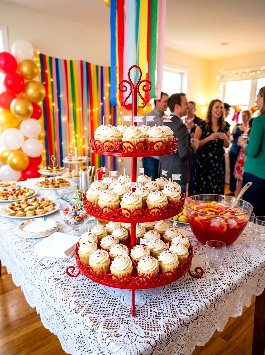 Red Tiered Stand - 30 cherry red table decor ideas