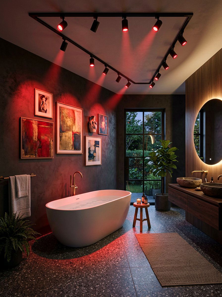 Red Track Lighting Bathroom - 30 red light bathroom decor ideas