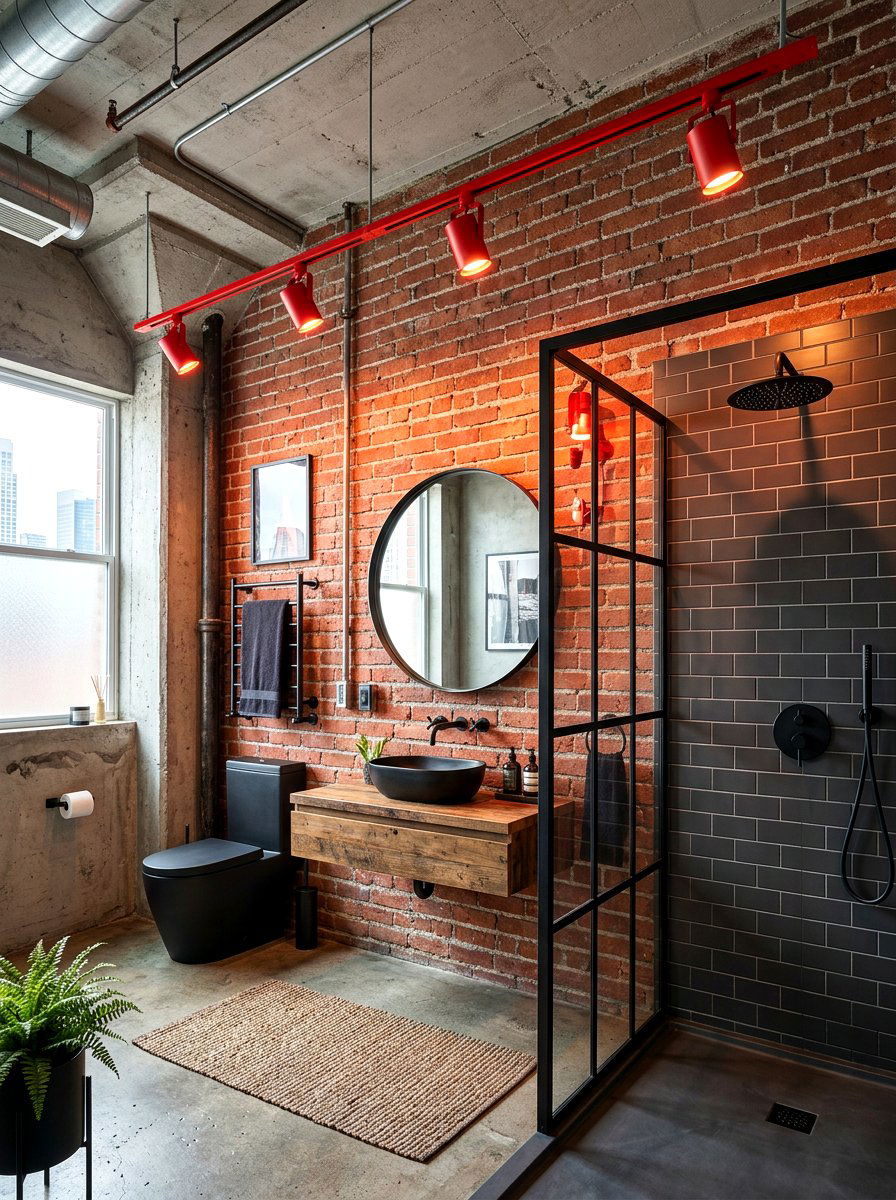 Red Track Lighting Rail - 30 red light bathroom ideas