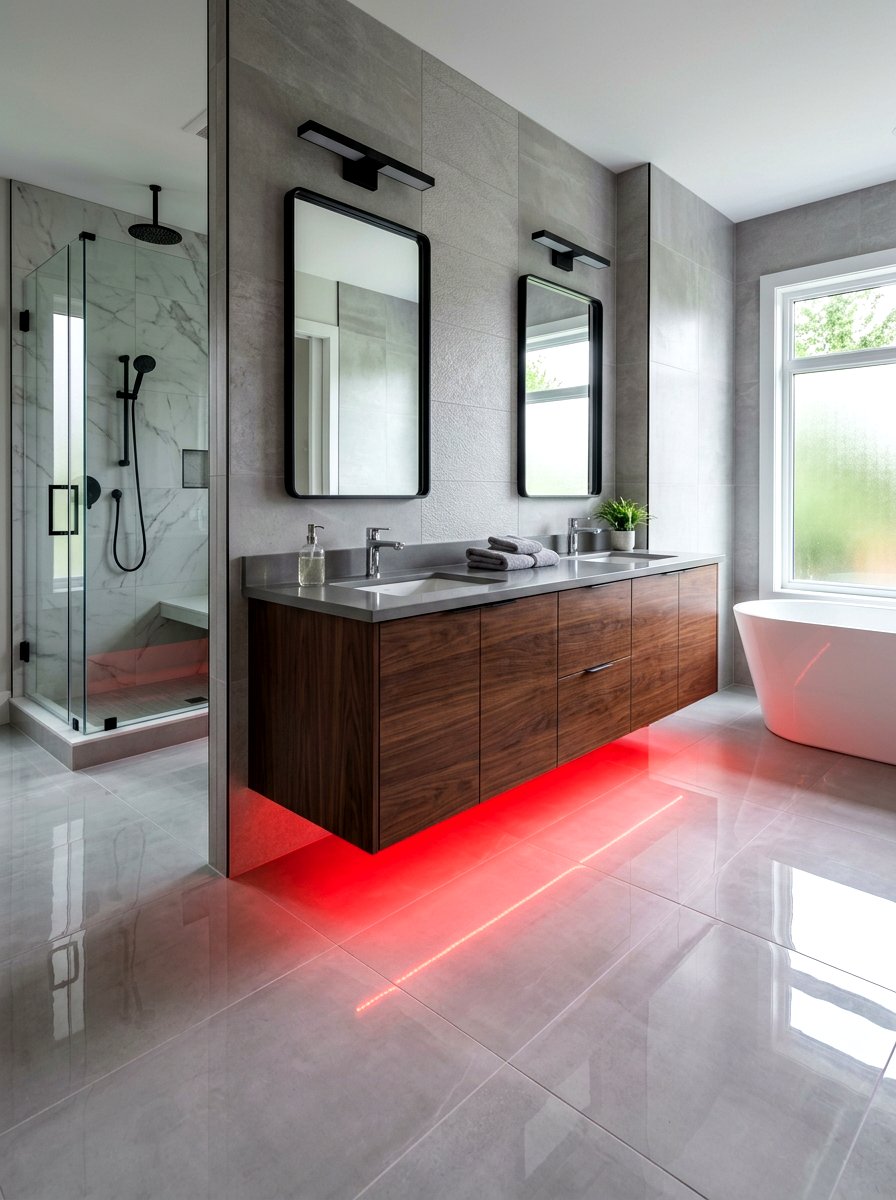 Red Under Cabinet Lighting - 30 red light bathroom decor ideas