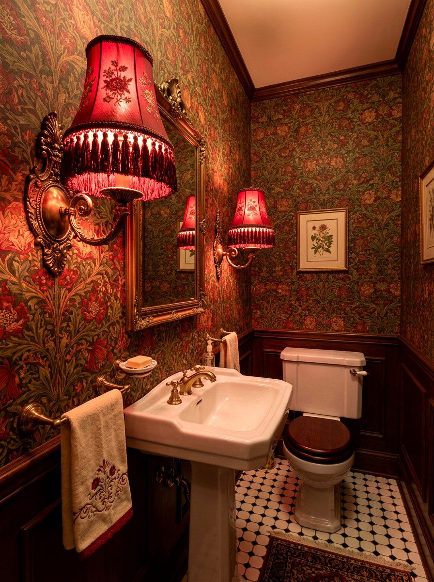Red Victorian Lamp Bathroom - 30 red light bathroom decor ideas