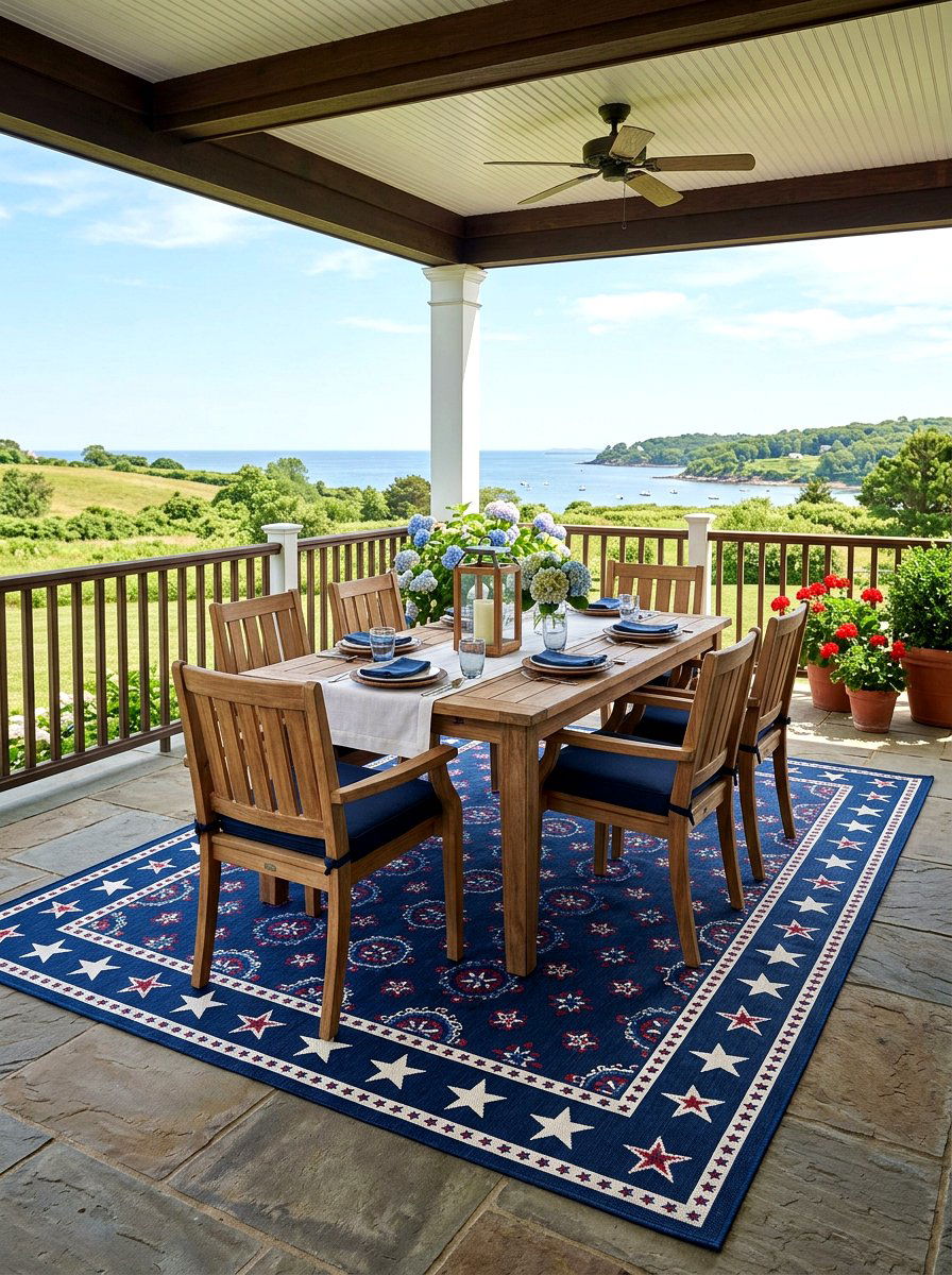 Red White And Blue Outdoor Rug - 30 patriotic porch ideas