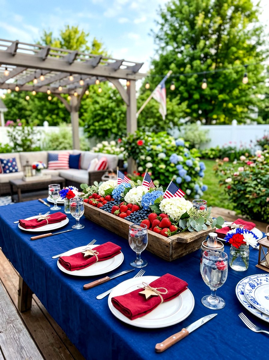 Red White And Blue Table - 30 berry table summer ideas