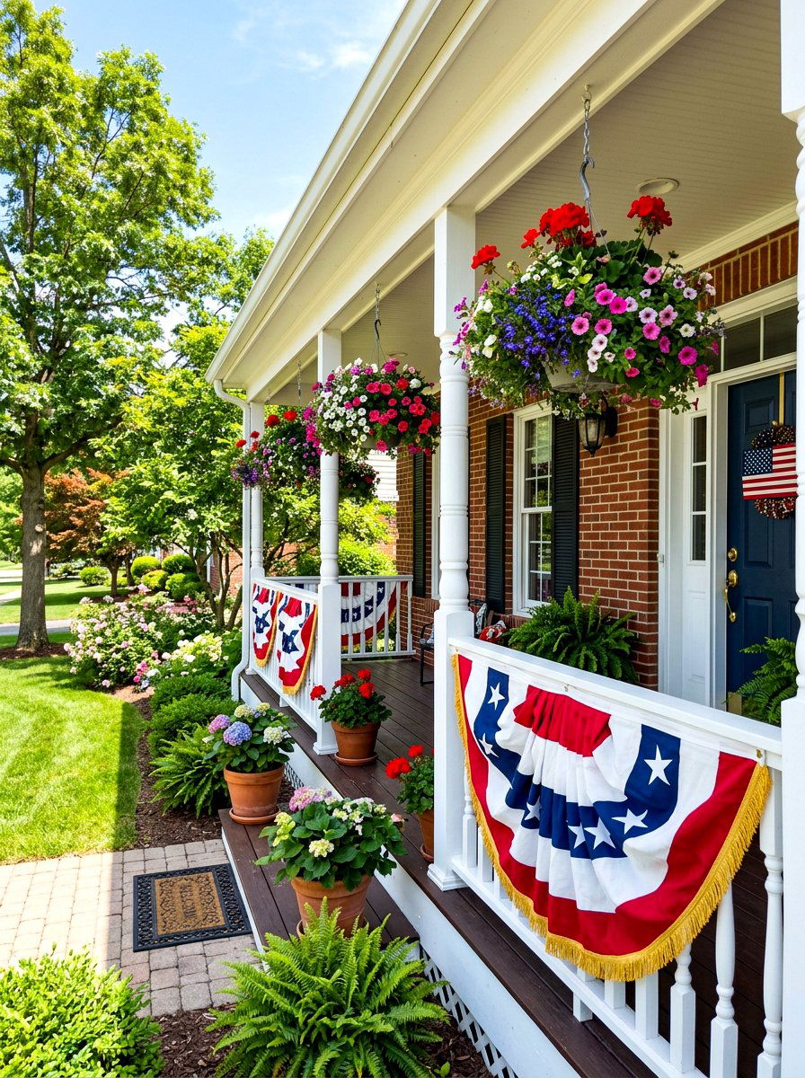 Red White Blue Bunting - 30 Fourth of July porch ideas