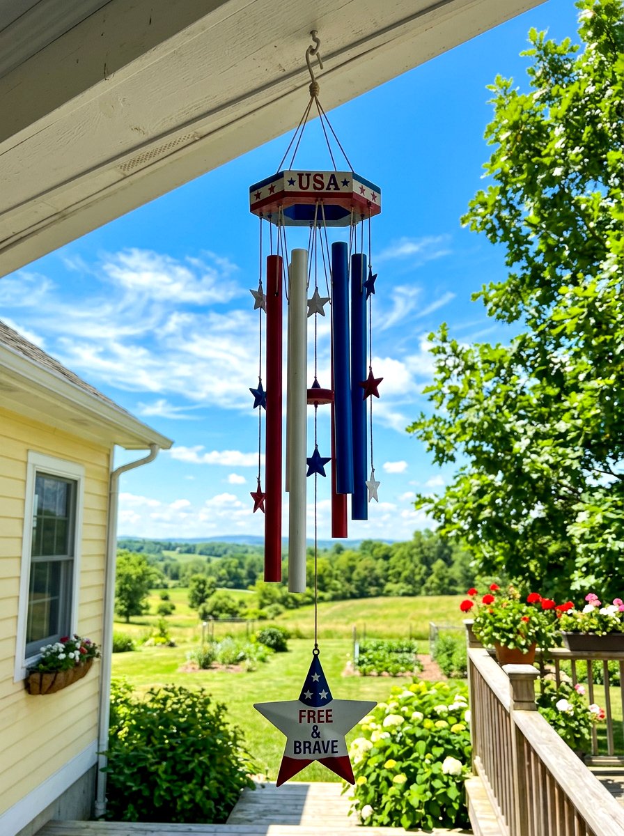 Red White Blue Wind Chime - 30 Fourth of July porch ideas