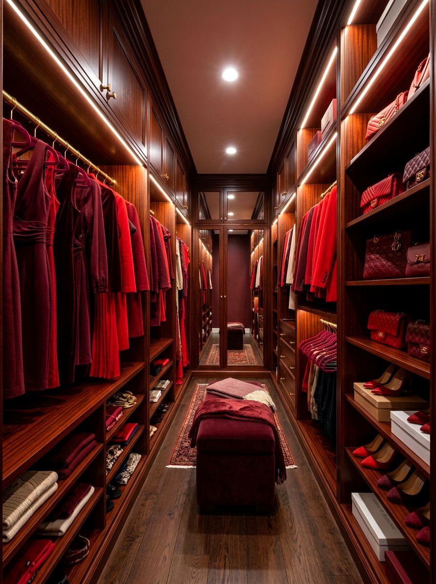 Red and Burgundy Closet - 30 color coordinated closet ideas
