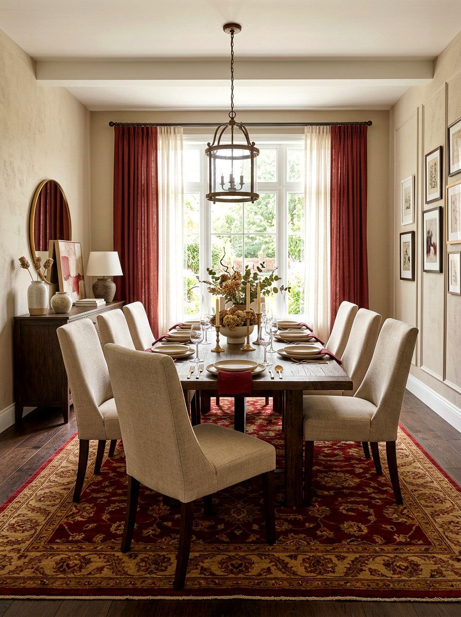 Red and beige dining room - 30 red dining room ideas