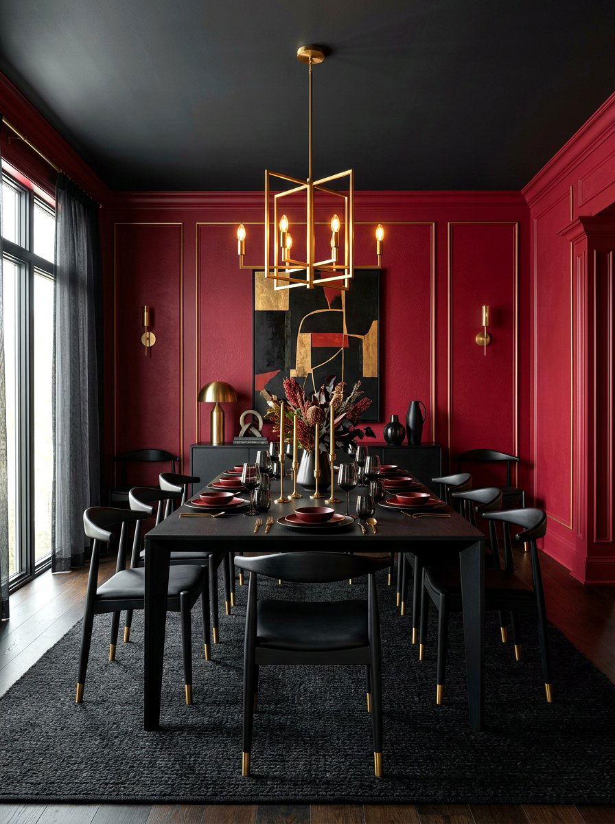 Red and black dining room - 30 red dining room ideas