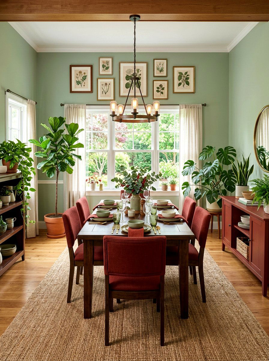 Red and green dining room - 30 red dining room ideas