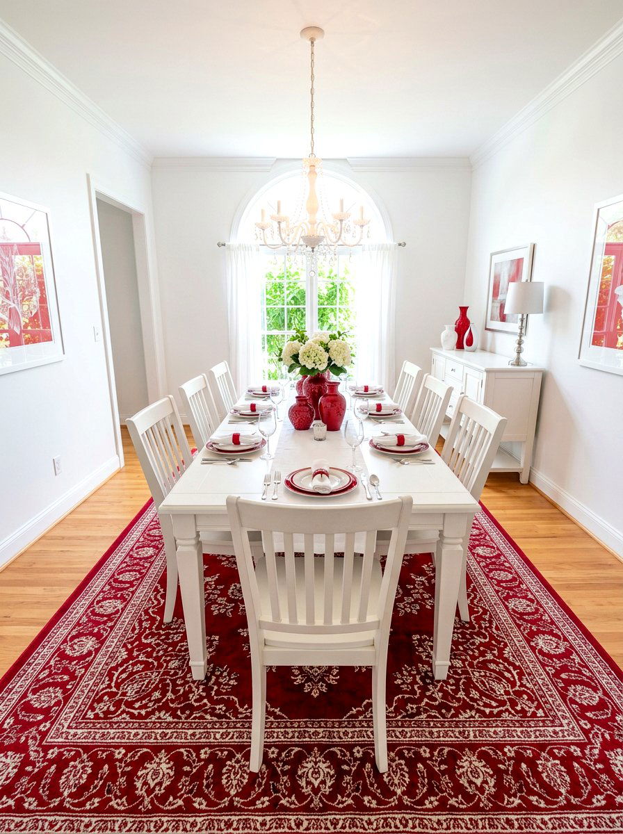 Red and white dining room - 30 red dining room ideas