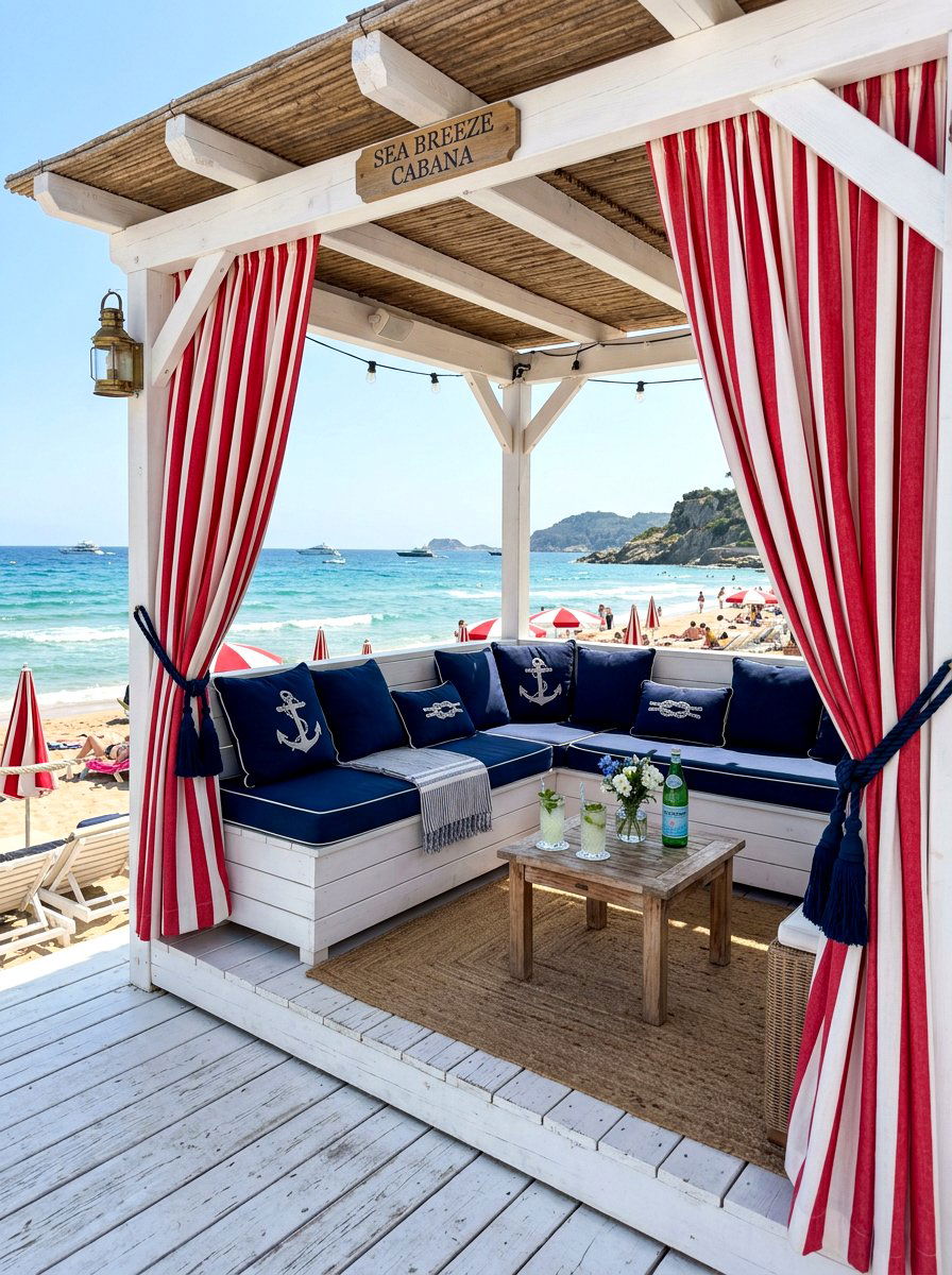 Red and white striped curtains - 30 cabana curtain ideas