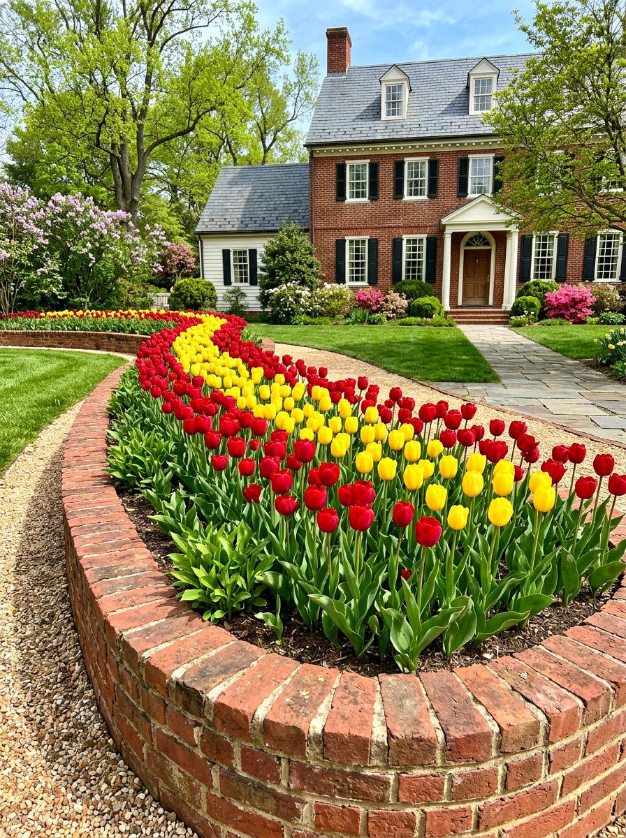 Red brick garden border - 30 narrow raised bed ideas