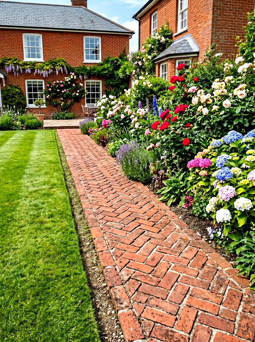 Red brick garden border - 30 garden border ideas