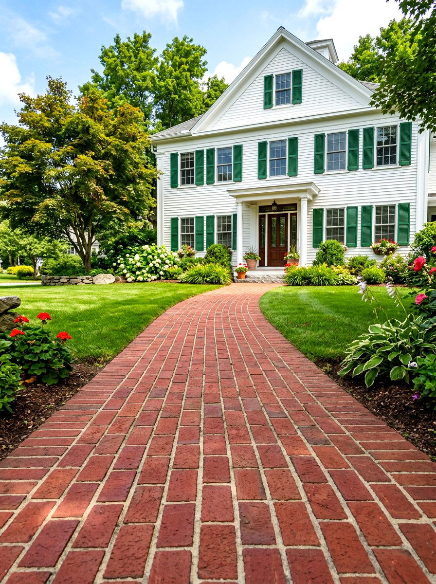 Red brick pavers - 30 paver driveway ideas