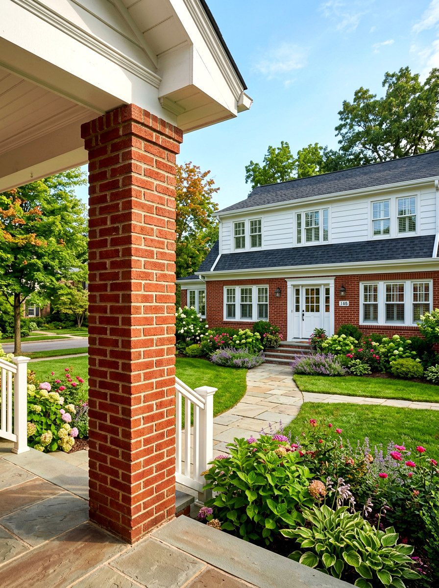 Red brick porch column - 30 porch column ideas
