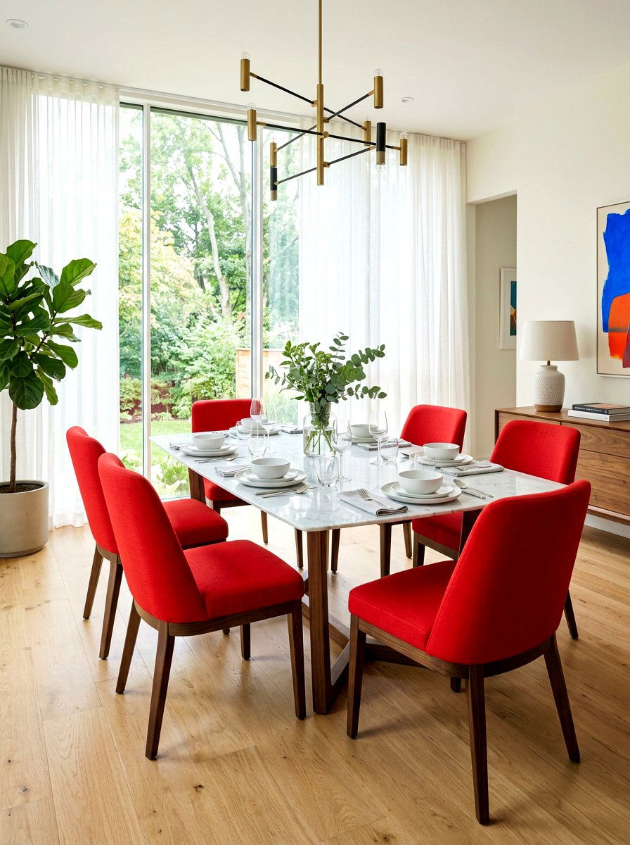 Red dining chair - 30 red dining room ideas
