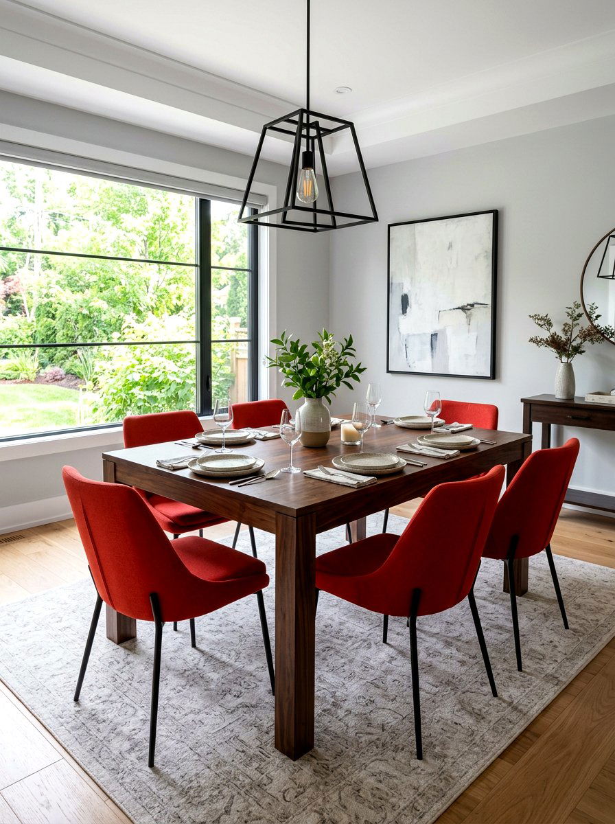 Red dining chairs - 30 primary color decor ideas