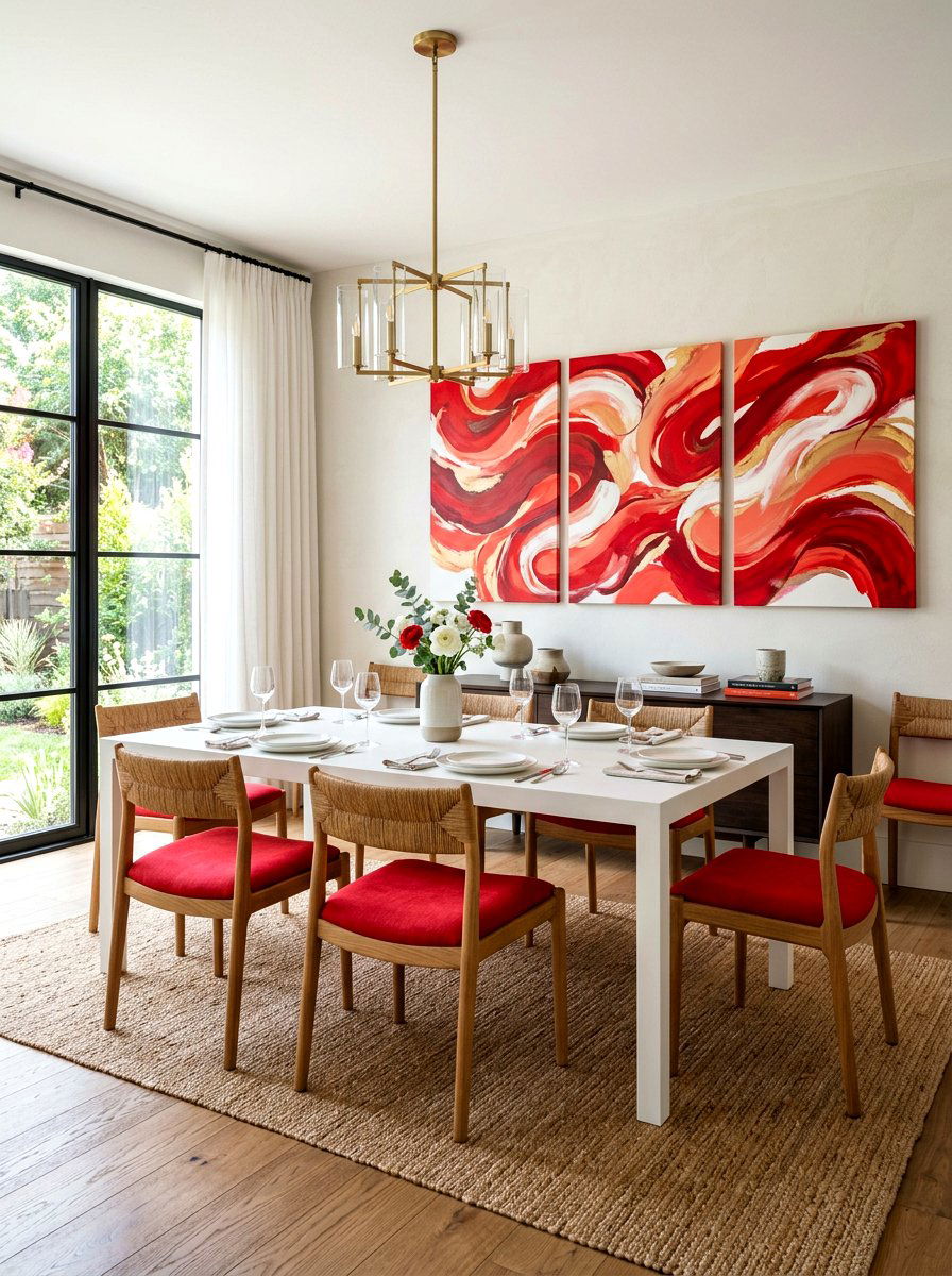 Red dining room art - 30 red dining room ideas