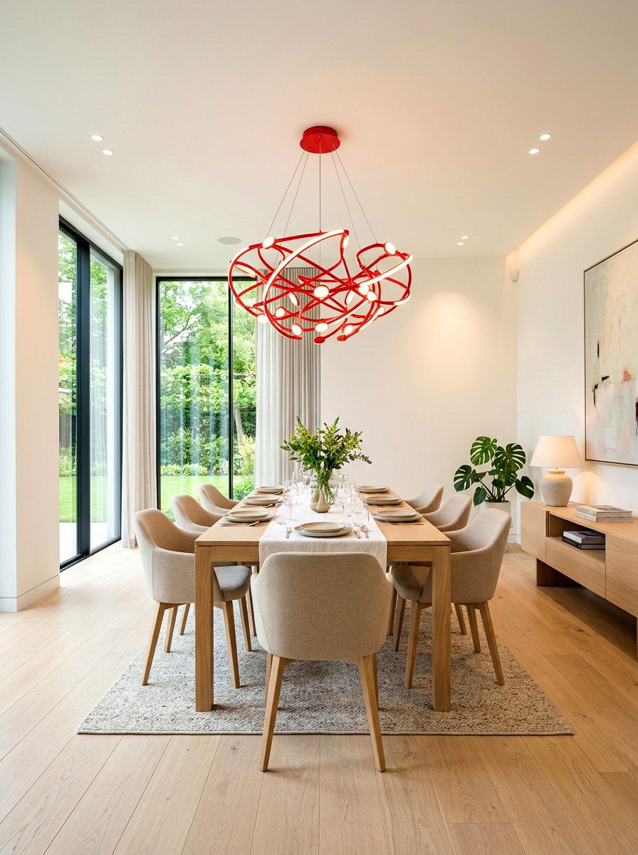 Red dining room light - 30 red dining room ideas