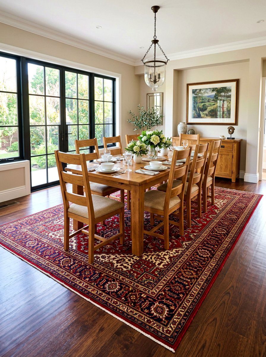Red dining room rug - 30 red dining room ideas