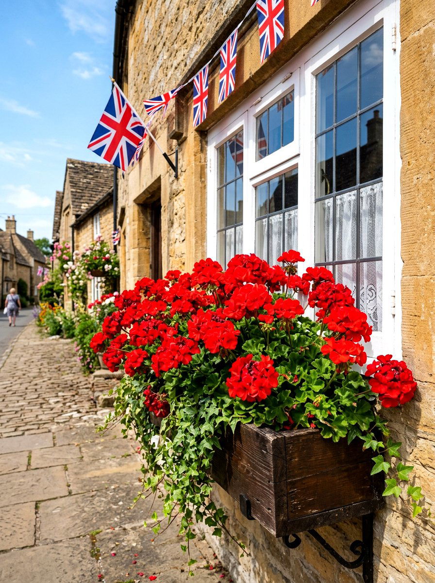 Red flower window box - 30 window box ideas
