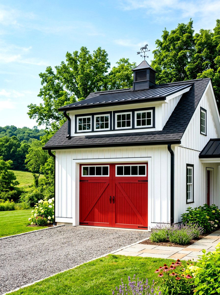 Red garage door - 30 garage door color ideas