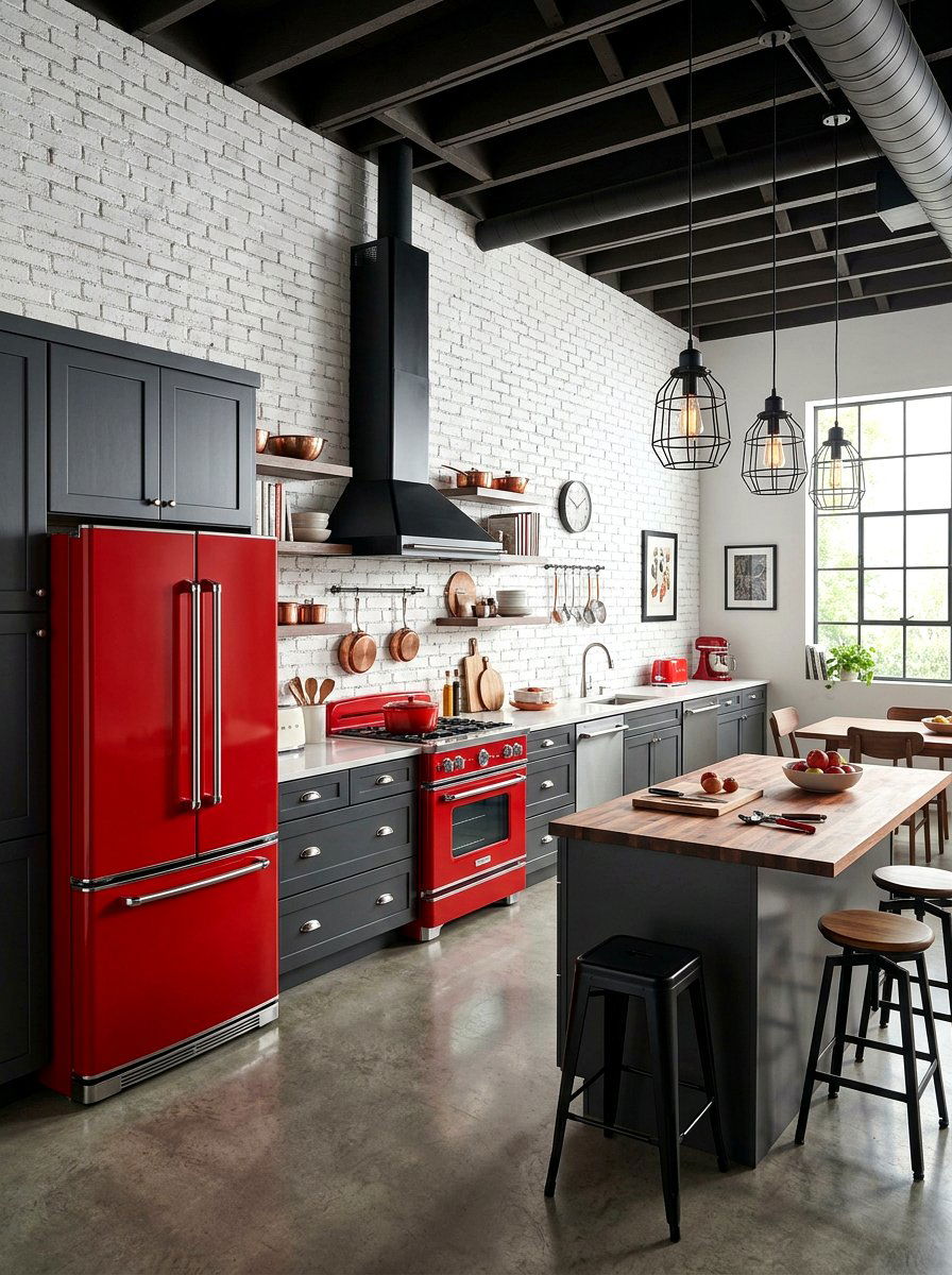 Red kitchen appliances - 30 color pop kitchen ideas