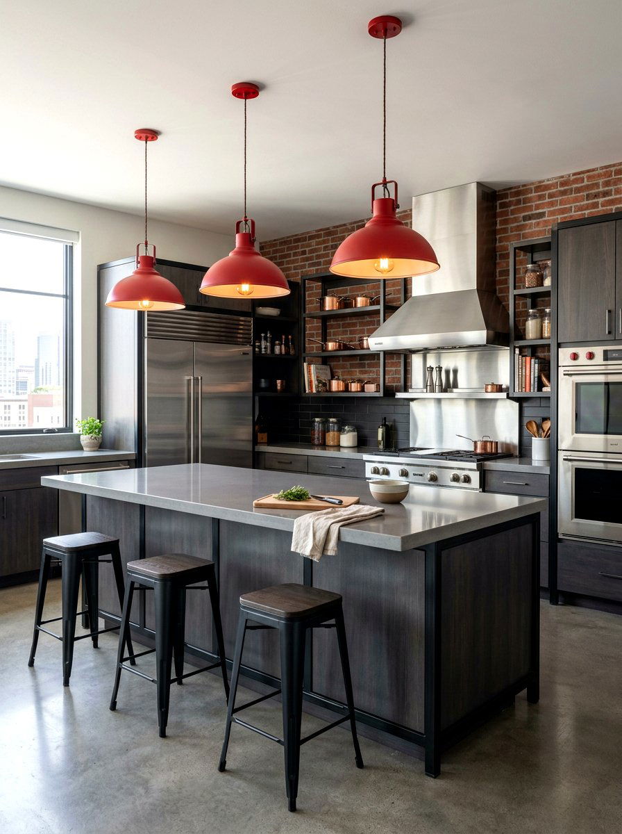 Red pendant lighting - 30 primary color decor ideas
